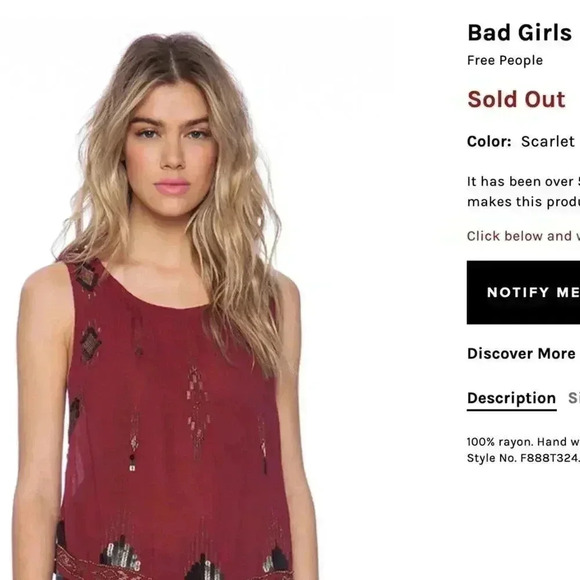 Free People Bad Girls Do it Well Rust Orange Embellished Tank Boho Chic Size XS - Picture 12 of 12